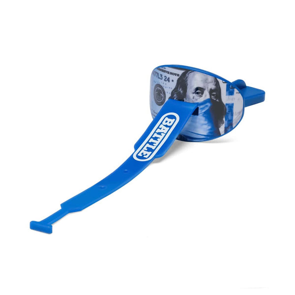 Blue Strips Speed Football Mouthguard with Connected Thick Strap by Battle Sports