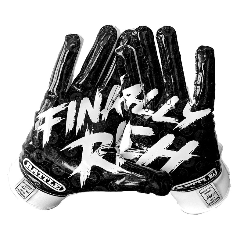 Finally Rich 2.0 Receiver Football Gloves by Battle Sports